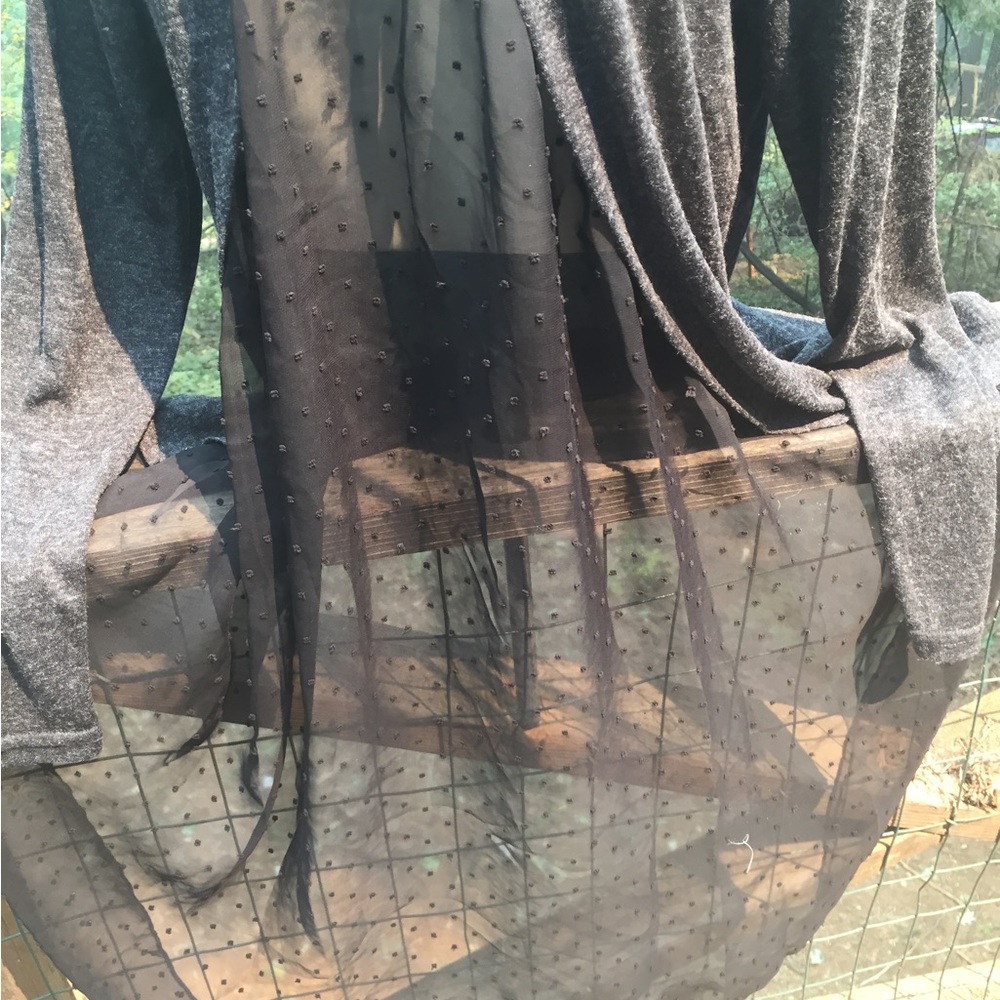 A’reve soft gun metal gray knit tunic top / dress with inset back - Picture 14 of 15